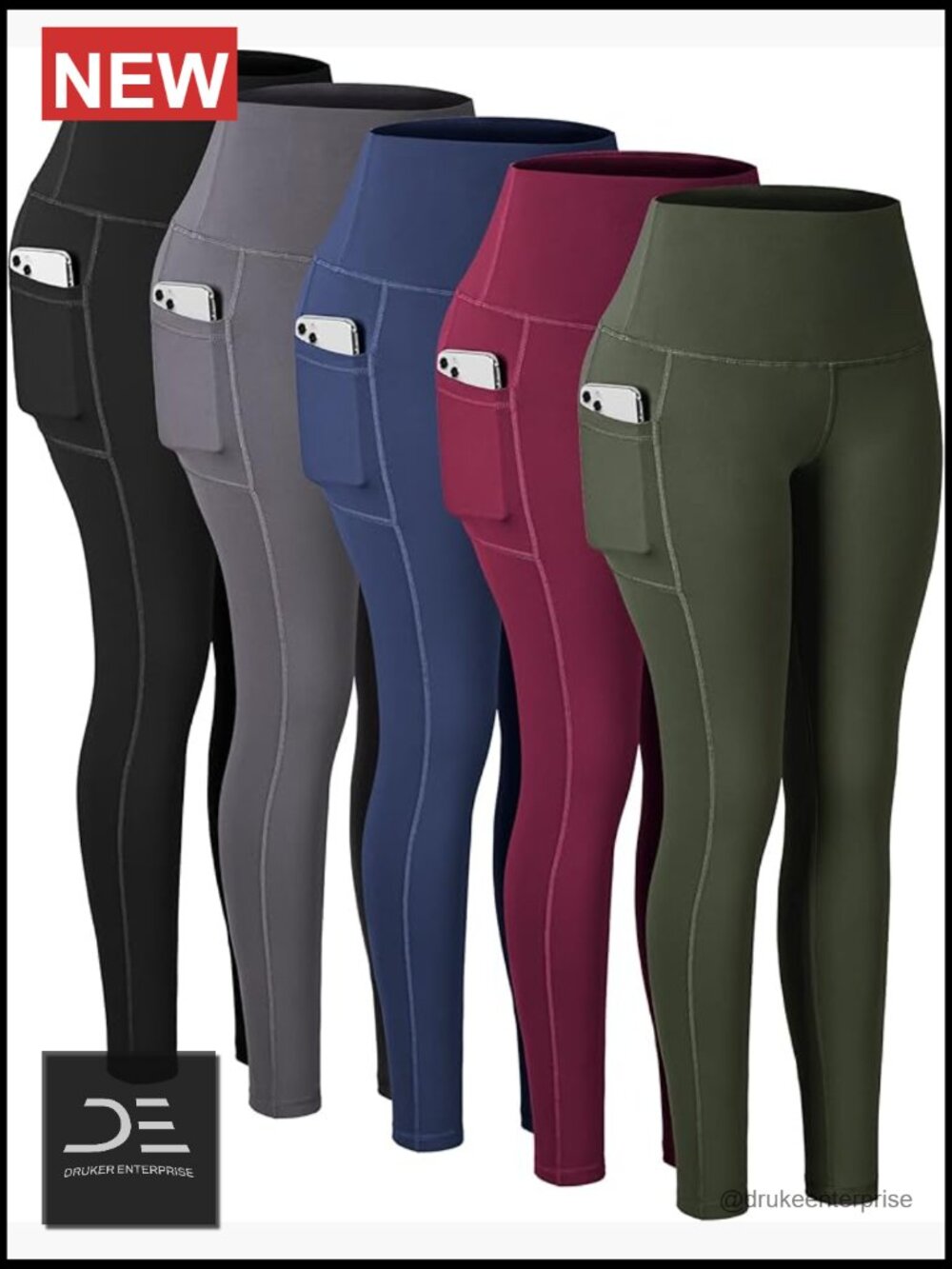 High Waisted Tummy Control Leggings with Pockets for Yoga